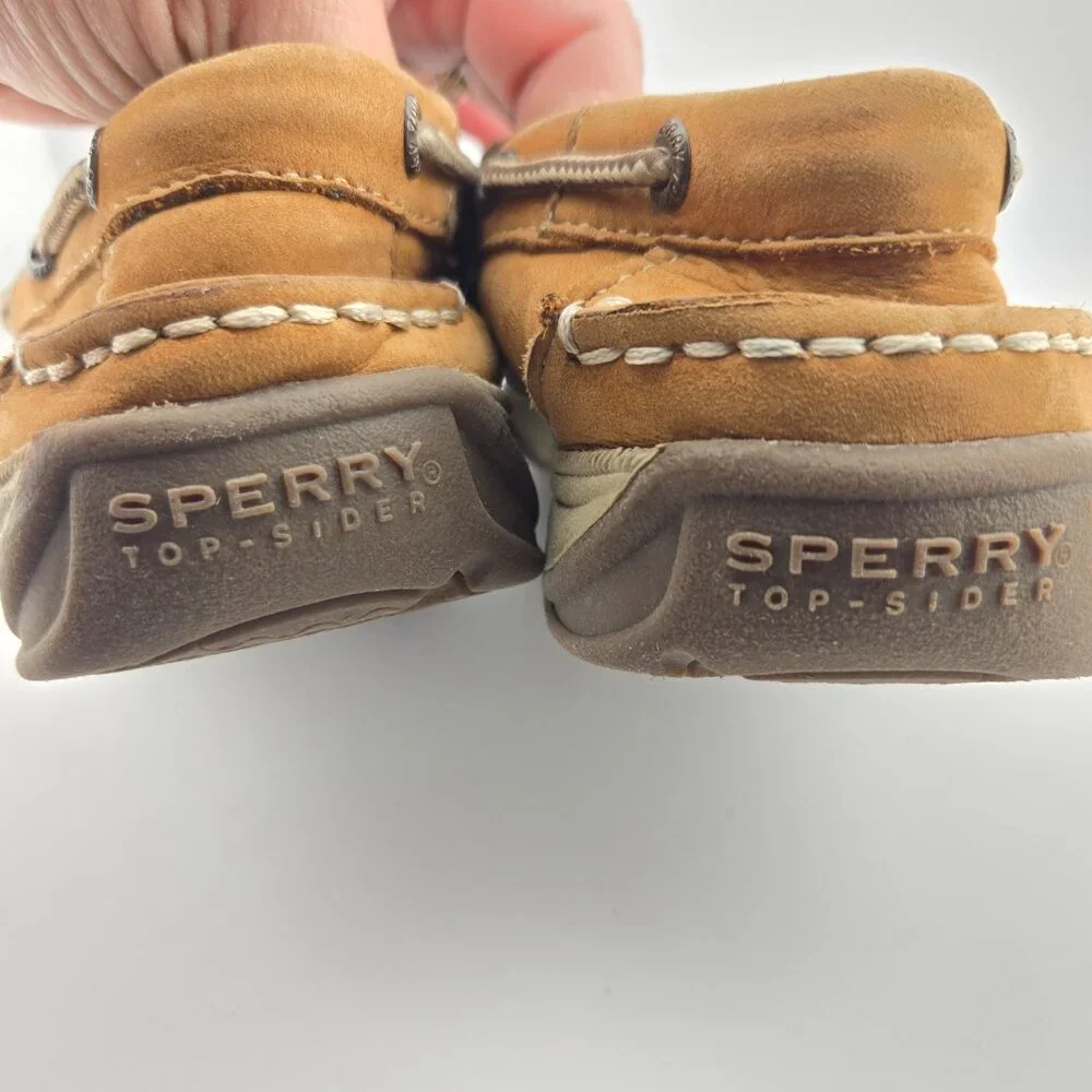 Sperry Intrepid Boys Boat Shoes Tan Brown Leather Little Kid Size 1M